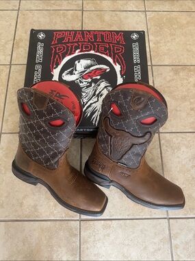 Phantom Rider Men’s Brown & Red Western Work Boots